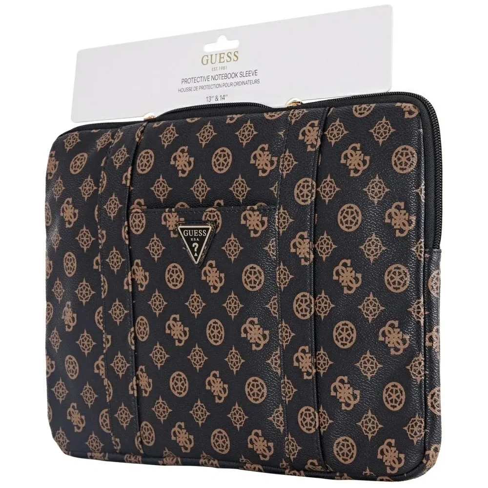 Torba Guess Sleeve 14" Peony Pocket Triangle czarny
