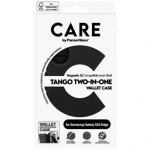 Etui z klapka CARE by PanzerGlass Feature Tango 2w1 Wallet Qi do Samsung Galaxy S25 Edge czarny