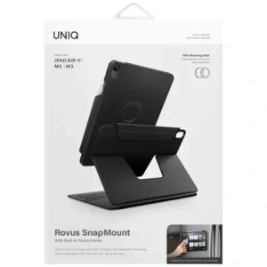 Etui UNIQ Rovus Snapmount Magnetic 360 Rotating Detachable do Apple iPad Air 11" 2024/2025 / iPad Air 10.9" 2020/2022 czarny