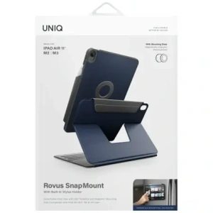 Etui UNIQ Rovus Snapmount Magnetic 360 Rotating Detachable do Apple iPad Air 11" 2024/2025 / iPad Air 10.9" 2020/2022 granatowy