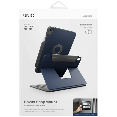 Etui UNIQ Rovus Snapmount Magnetic 360 Rotating Detachable do Apple iPad Air 11" 2024/2025 / iPad Air 10.9" 2020/2022 granatowy