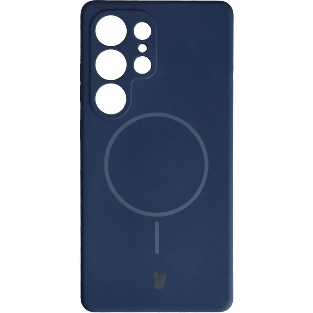 Silikonowe etui z pierścieniem magnetycznym Bizon Soft Case Magnetic do Samsung Galaxy S25 Ultra granatowe