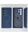 Silikonowe etui z pierścieniem magnetycznym Bizon Soft Case Magnetic do Samsung Galaxy S25 Ultra granatowe