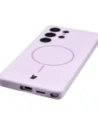 Silikonowe etui z pierścieniem magnetycznym Bizon Soft Case Magnetic do Samsung Galaxy S25 Ultra jasnofioletowe