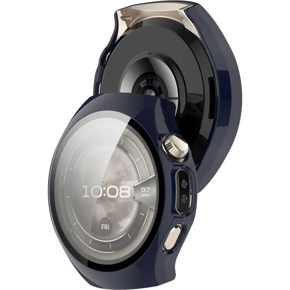 Etui ze szkłem do zegarka Bizon Case+Glass Watch do Huawei Watch 5 42mm niebieskie