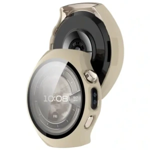 Etui ze szkłem do zegarka Bizon Case+Glass Watch do Huawei Watch 5 42mm beżowe