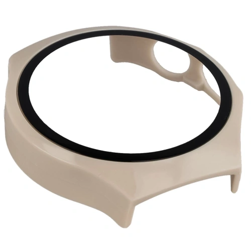 Etui ze szkłem do zegarka Bizon Case+Glass Watch do Huawei Watch 5 42mm beżowe