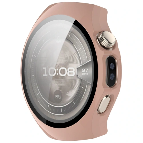 Etui ze szkłem do zegarka Bizon Case+Glass Watch do Huawei Watch 5 42mm różowe