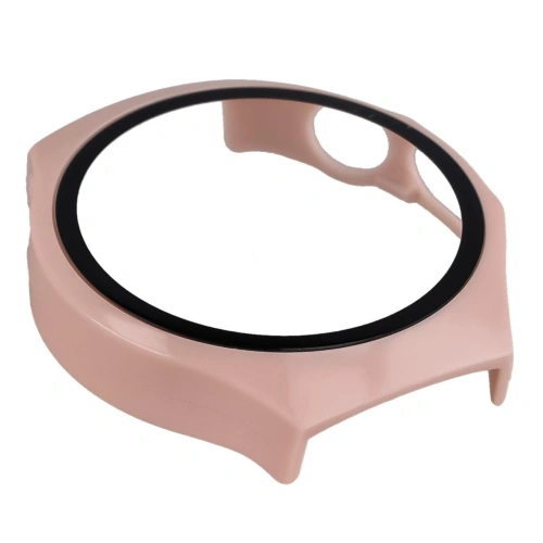 Etui ze szkłem do zegarka Bizon Case+Glass Watch do Huawei Watch 5 42mm różowe