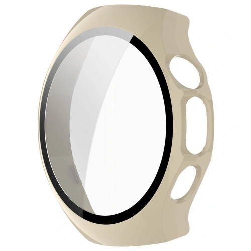 Etui ze szkłem do zegarka Bizon Case+Glass Watch do Huawei Watch 5 46mm beżowe