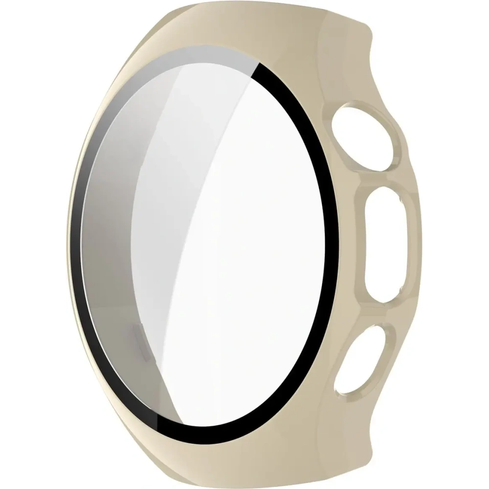 Etui ze szkłem do zegarka Bizon Case+Glass Watch do Huawei Watch 5 46mm beżowe