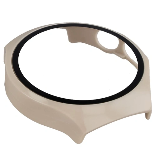 Etui ze szkłem do zegarka Bizon Case+Glass Watch do Huawei Watch 5 46mm beżowe