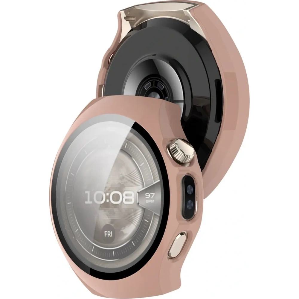 Etui ze szkłem do zegarka Bizon Case+Glass Watch do Huawei Watch 5 46mm różowe