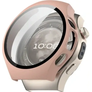 Etui ze szkłem do zegarka Bizon Case+Glass Watch do Huawei Watch 5 46mm różowe