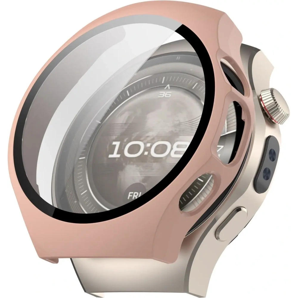 Etui ze szkłem do zegarka Bizon Case+Glass Watch do Huawei Watch 5 46mm różowe