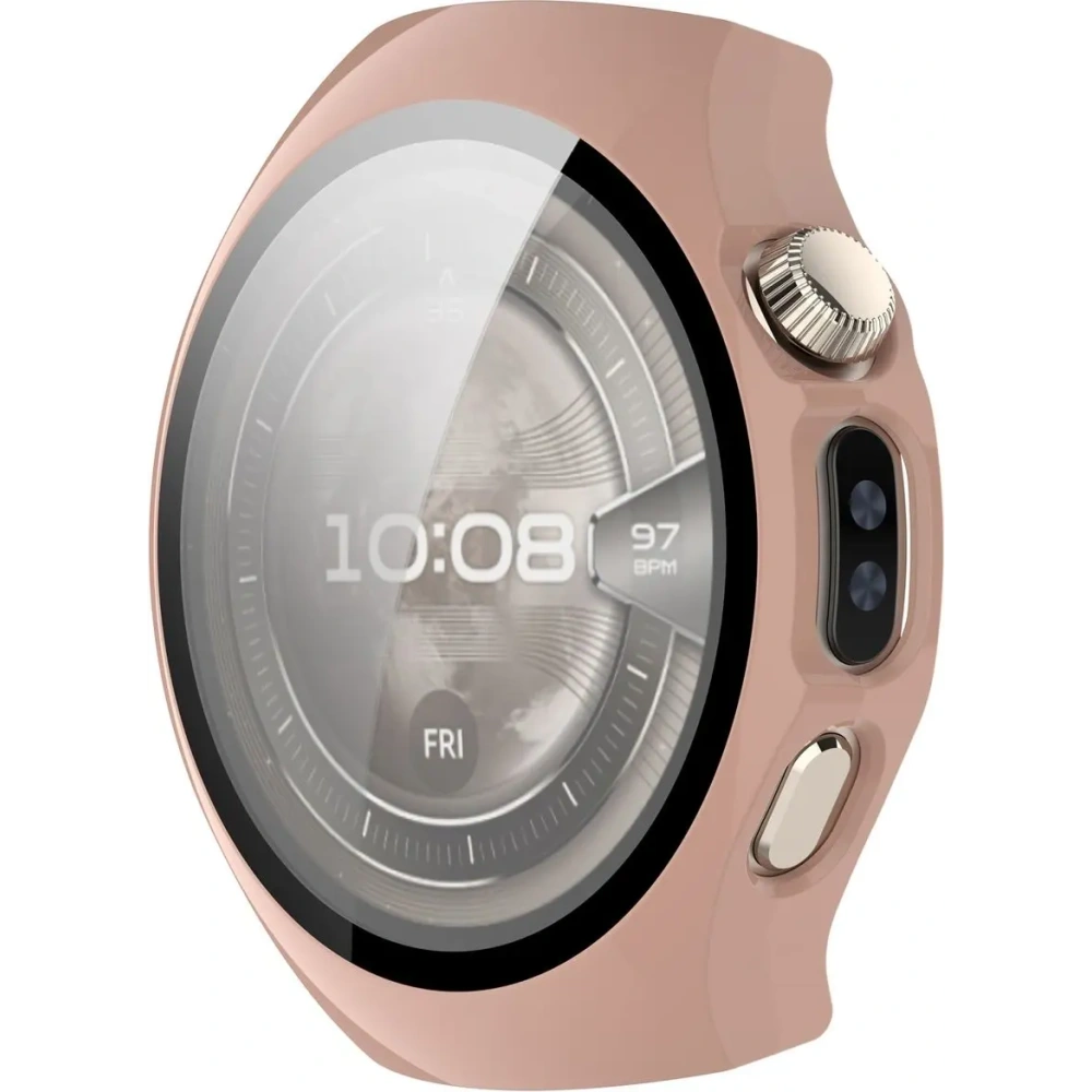 Etui ze szkłem do zegarka Bizon Case+Glass Watch do Huawei Watch 5 46mm różowe