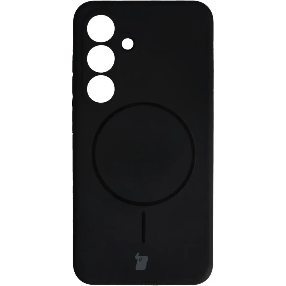 Silikonowe etui z pierścieniem magnetycznym Bizon Soft Case Magnetic do Samsung Galaxy S25 czarne