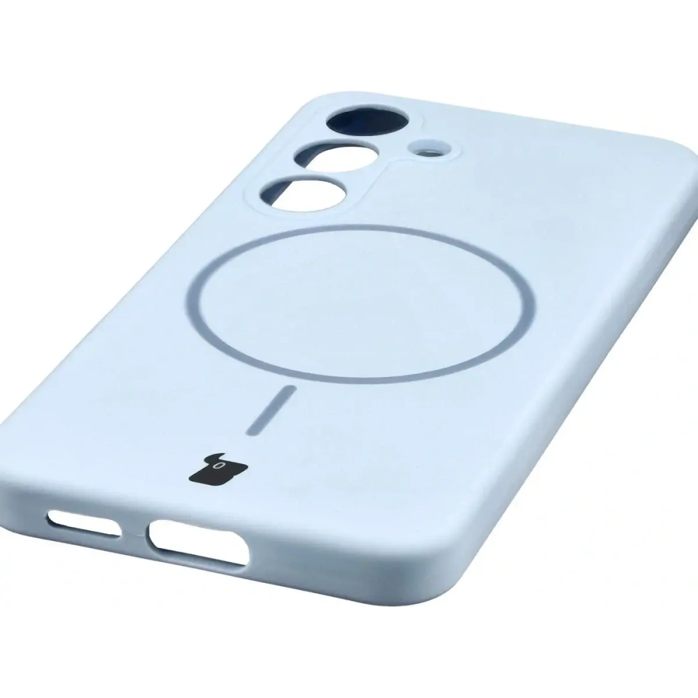 Silikonowe etui z pierścieniem magnetycznym Bizon Soft Case Magnetic do Samsung Galaxy S25 błękitne