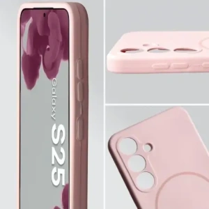 Bizon Soft Case mágneses Samsung Galaxy S25 világos rózsaszín