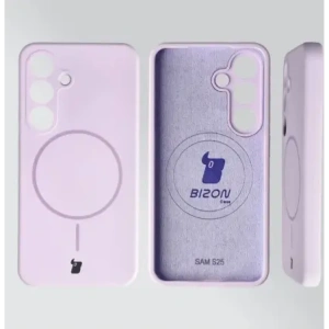Silikonowe etui z pierścieniem magnetycznym Bizon Soft Case Magnetic do Samsung Galaxy S25 jasnofioletowe