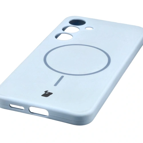 Silikonowe etui z pierścieniem magnetycznym Bizon Soft Case Magnetic do Samsung Galaxy S25+ Plus błękitne