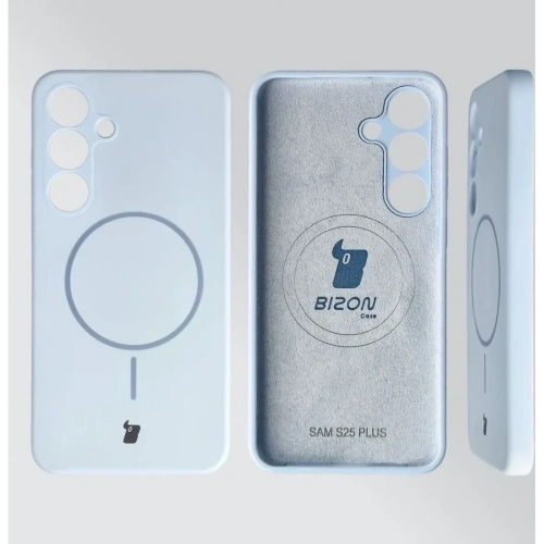 Silikonowe etui z pierścieniem magnetycznym Bizon Soft Case Magnetic do Samsung Galaxy S25+ Plus błękitne