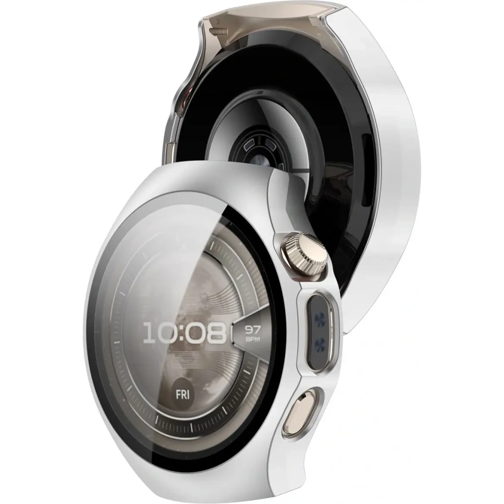Bizon Case+Glass Ceas Huawei Watch 5 46mm argintiu satinat