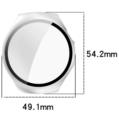 Etui ze szkłem do zegarka Bizon Case+Glass Watch do Huawei Watch 5 46mm satynowe srebrne