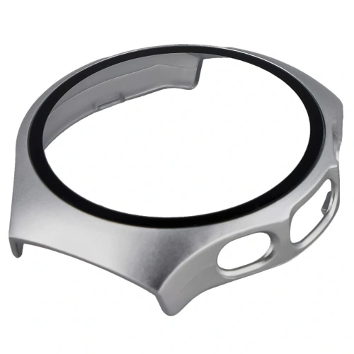 Etui ze szkłem do zegarka Bizon Case+Glass Watch do Huawei Watch 5 46mm satynowe srebrne