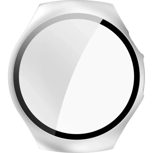 Etui ze szkłem do zegarka Bizon Case+Glass Watch do Huawei Watch 5 46mm satynowe srebrne