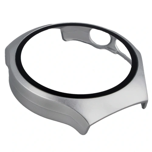 Etui ze szkłem do zegarka Bizon Case+Glass Watch do Huawei Watch 5 46mm satynowe srebrne