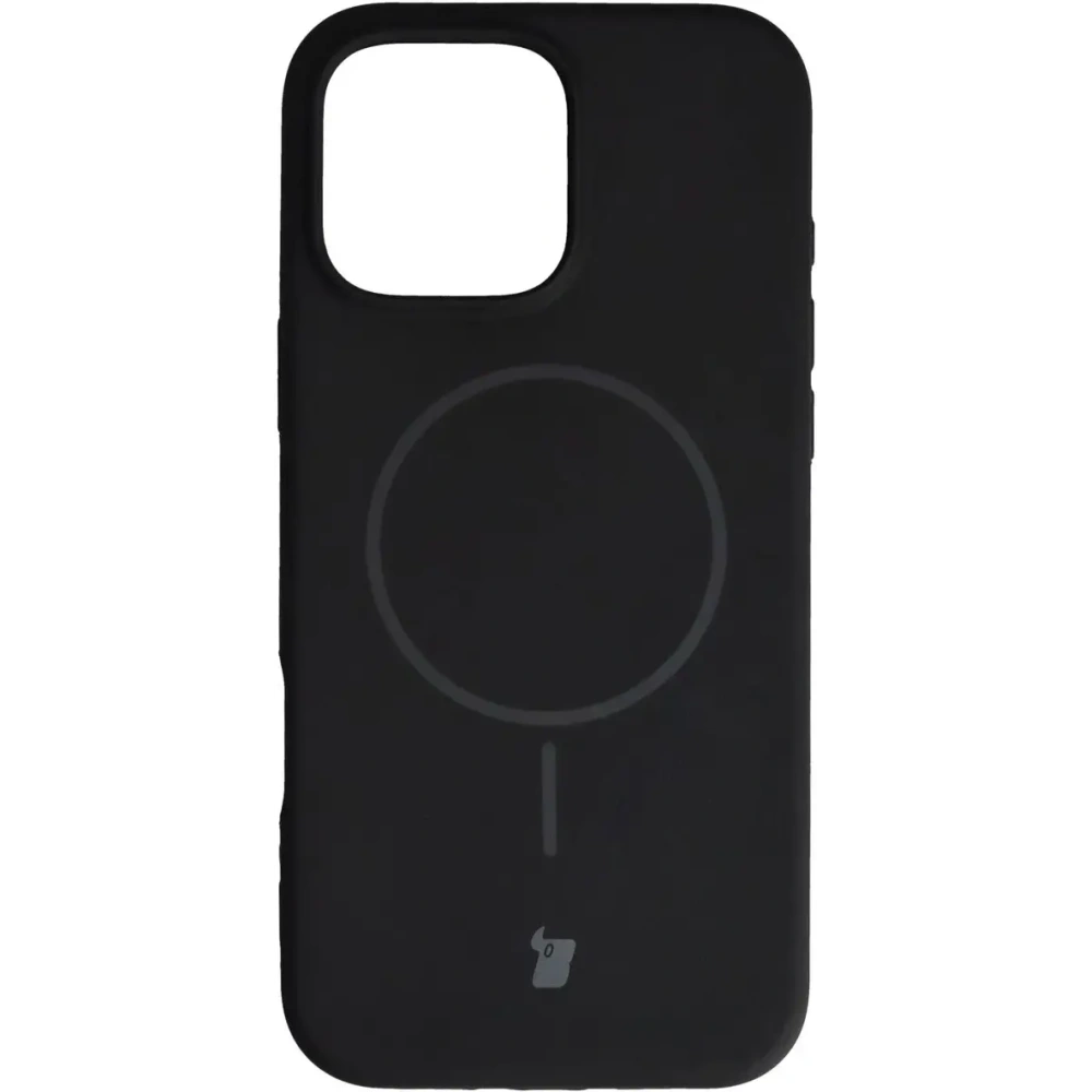 Silikonowe etui z pierścieniem magnetycznym Bizon Soft Case Magnetic do Apple iPhone 16 Pro Max czarne