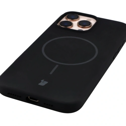 Silikonowe etui z pierścieniem magnetycznym Bizon Soft Case Magnetic do Apple iPhone 16 Pro Max czarne