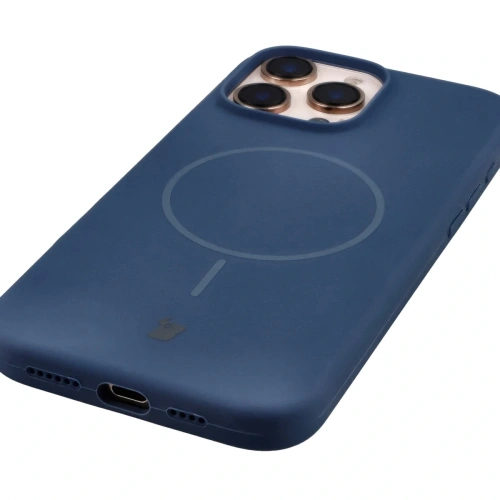 Silikonowe etui z pierścieniem magnetycznym Bizon Soft Case Magnetic do Apple iPhone 16 Pro Max granatowe