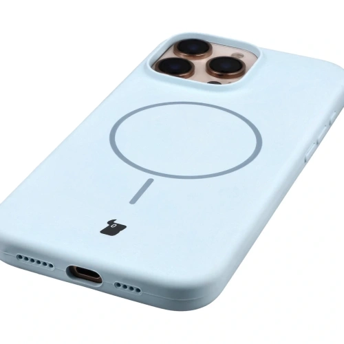 Silikonowe etui z pierścieniem magnetycznym Bizon Soft Case Magnetic do Apple iPhone 16 Pro Max błękitne