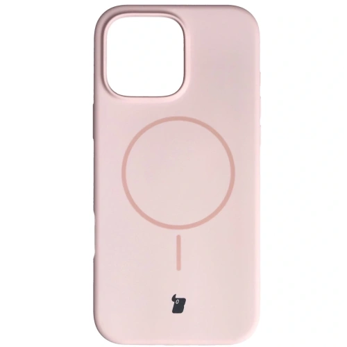 Silikonowe etui z pierścieniem magnetycznym Bizon Soft Case Magnetic do Apple iPhone 16 Pro Max jasnoróżowe