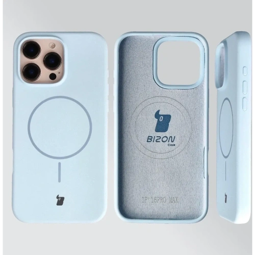 Silikonowe etui z pierścieniem magnetycznym Bizon Soft Case Magnetic do Apple iPhone 16 Pro Max błękitne
