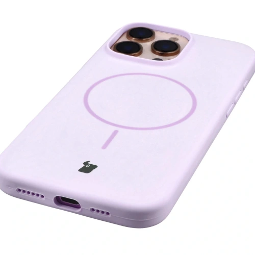Silikonowe etui z pierścieniem magnetycznym Bizon Soft Case Magnetic do Apple iPhone 16 Pro Max jasnofioletowe