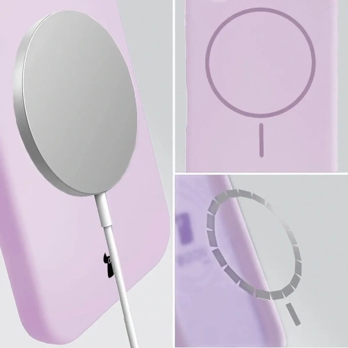 Silikonowe etui z pierścieniem magnetycznym Bizon Soft Case Magnetic do Apple iPhone 16 Pro Max jasnofioletowe