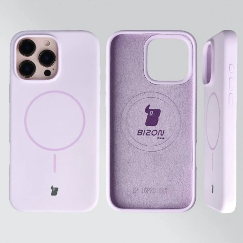 Silikonowe etui z pierścieniem magnetycznym Bizon Soft Case Magnetic do Apple iPhone 16 Pro Max jasnofioletowe