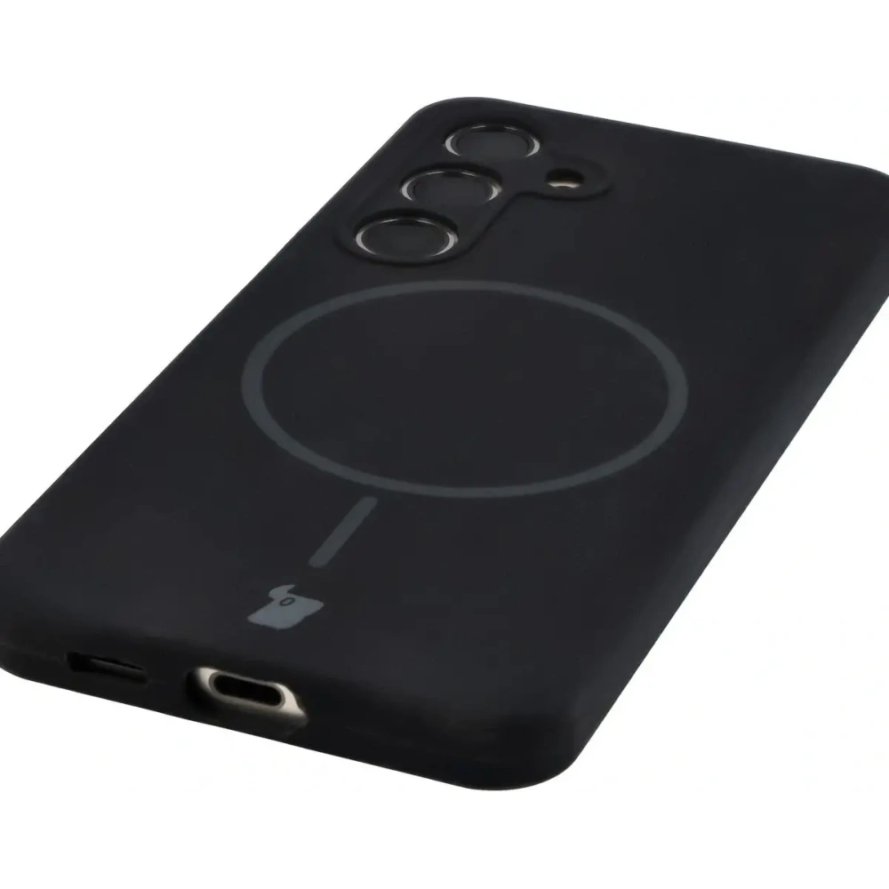Silikonowe etui z pierścieniem magnetycznym Bizon Soft Case Magnetic do Samsung Galaxy S24 czarne