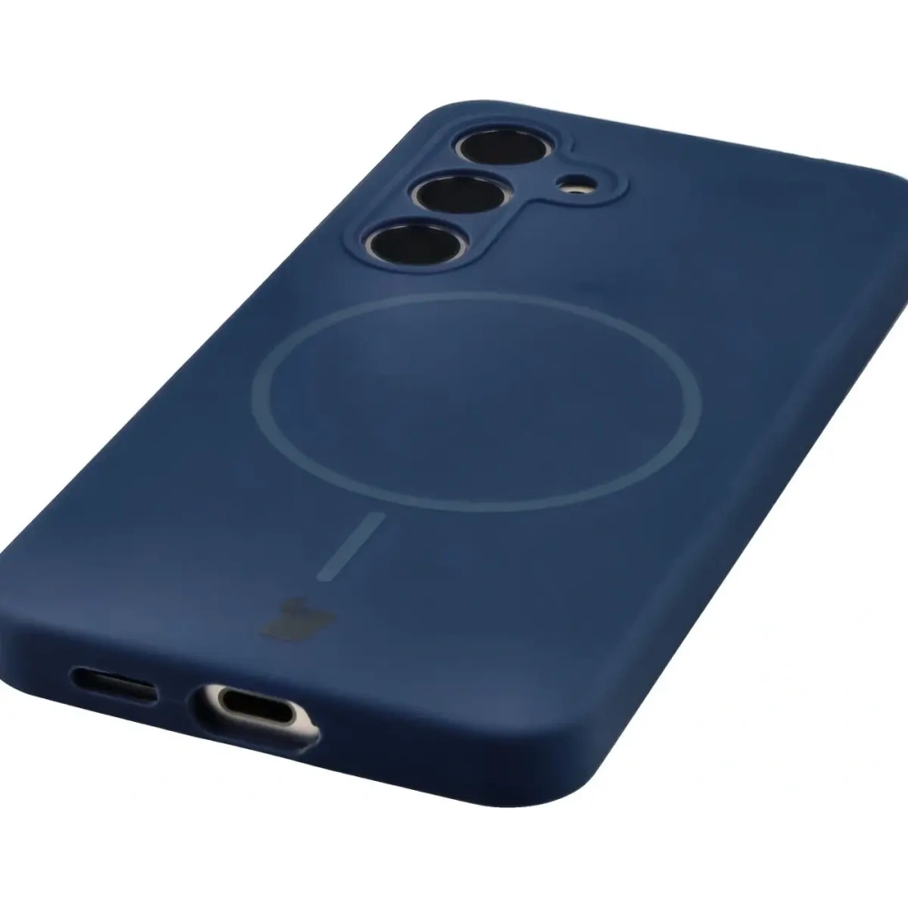Silikonowe etui z pierścieniem magnetycznym Bizon Soft Case Magnetic do Samsung Galaxy S24 granatowe