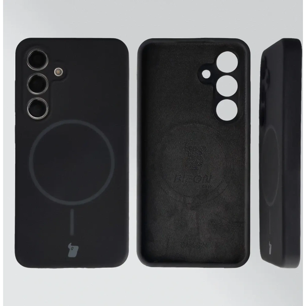 Silikonowe etui z pierścieniem magnetycznym Bizon Soft Case Magnetic do Samsung Galaxy S24 czarne