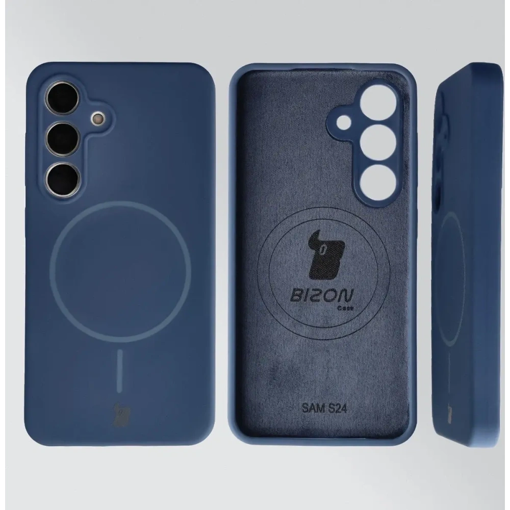 Silikonowe etui z pierścieniem magnetycznym Bizon Soft Case Magnetic do Samsung Galaxy S24 granatowe
