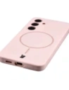Silikonowe etui z pierścieniem magnetycznym Bizon Soft Case Magnetic do Samsung Galaxy S24 jasnoróżowe