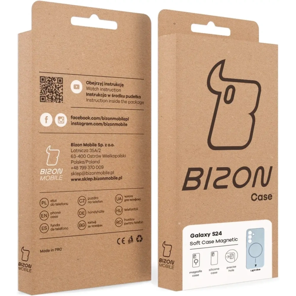 Silikonowe etui z pierścieniem magnetycznym Bizon Soft Case Magnetic do Samsung Galaxy S24 błękitne
