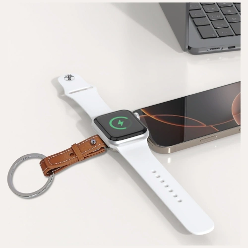 Ładowarka indukcyjna 4smarts USB-C do Apple Watch z brelokiem srebrna