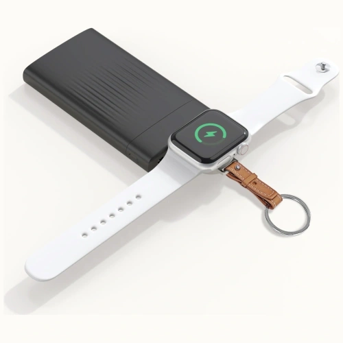 Ładowarka indukcyjna 4smarts USB-C do Apple Watch z brelokiem srebrna