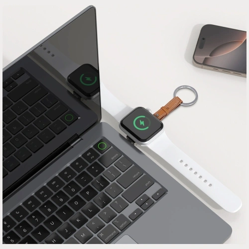 Ładowarka indukcyjna 4smarts USB-C do Apple Watch z brelokiem srebrna