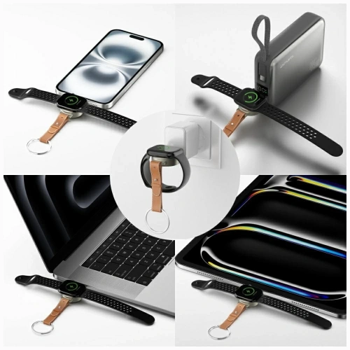 Ładowarka indukcyjna 4smarts USB-C do Apple Watch z brelokiem srebrna